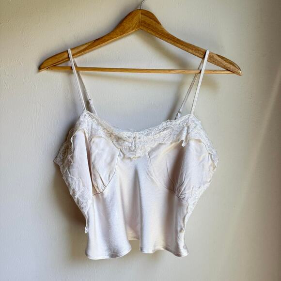 Beverly and Beck White Lace Satin Cami Bralette Top Size Large - Picture 1 of 8